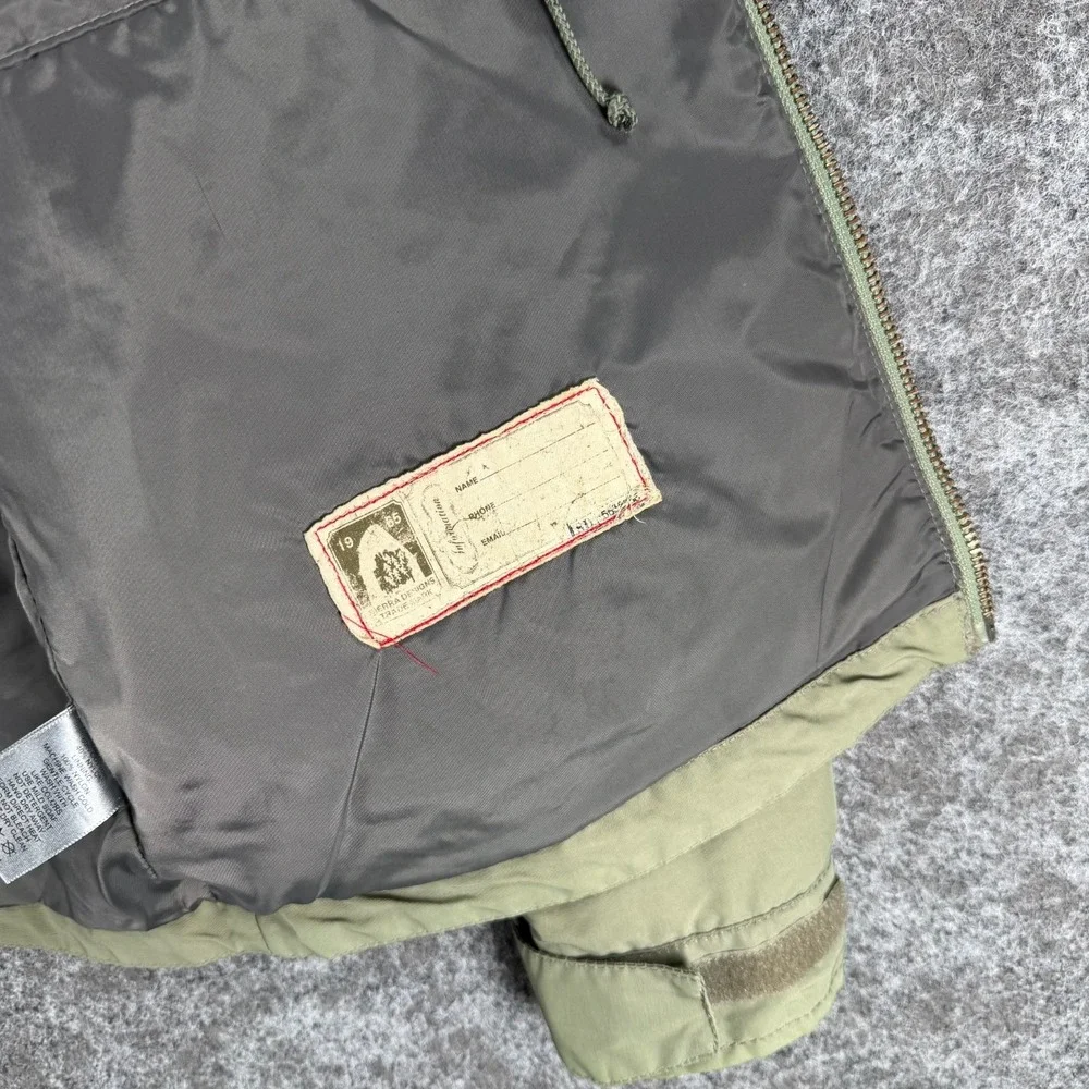 Sierra Designs Hooded Military Jacket Mens M Green Outdoor Zip Up Pockets Hiking